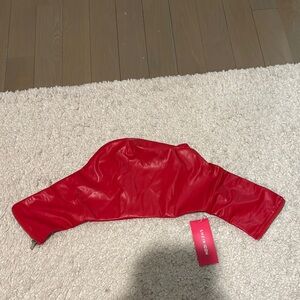 Red Faux Leather Bolero Jacket